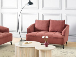 Beliani Sofa 2 Seater Hobro Fabric Burgundy - thumbnail 2