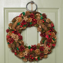 Samuel Alexander 50Cm Red Hanging Christmas Wreath With Red Berries And Pinecones - thumbnail 1