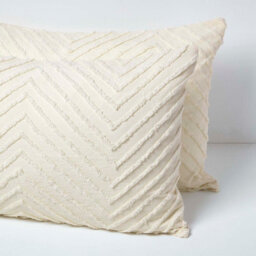 Homescapes Off White Chevron Cotton Tufted Duvet Cover Set, King - thumbnail 6
