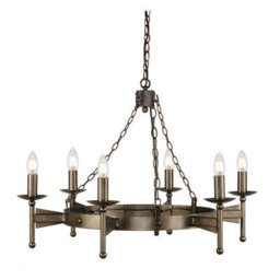 Elegant 6 Bulb Old Bronze Chandelier Pendant Light With E14 Led Bulbs