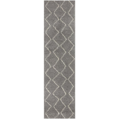 The Rugs Moroccan Shaggy Rugs And Runners Soft Fluffy Wavy Trellis Design High Pile Grey And Ivory Living Room Kitchen Hallway 810 - image 1