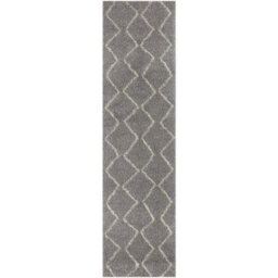 The Rugs Moroccan Shaggy Rugs And Runners Soft Fluffy Wavy Trellis Design High Pile Grey And Ivory Living Room Kitchen Hallway 810 - thumbnail 1