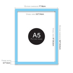 A5 Light Blue Picture Frame Fits A5 (14.8 X 21Cm - 5.8 X 8.3In) Poster, Photo, Artwork, Or Print. - thumbnail 2