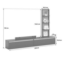 Heze Furniture Aryana Oak Detail Large Modern Tv Media Unit 230Cm  In Black & Artisan Oak - thumbnail 9