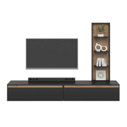 Heze Furniture Aryana Oak Detail Large Modern Tv Media Unit 230Cm  In Black & Artisan Oak - thumbnail 3