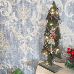 Shatchi 30Cm Green Tree Wooden Led Tree Tabletop Centrepiece Christmas Holiday Home Decoration With 20 Warm White Leds Green Tree - thumbnail 5