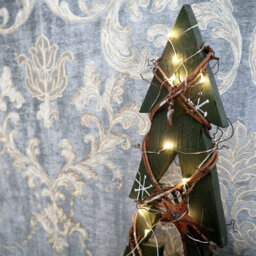 Shatchi 30Cm Green Tree Wooden Led Tree Tabletop Centrepiece Christmas Holiday Home Decoration With 20 Warm White Leds Green Tree - thumbnail 6