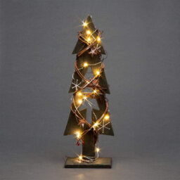 Shatchi 30Cm Green Tree Wooden Led Tree Tabletop Centrepiece Christmas Holiday Home Decoration With 20 Warm White Leds Green Tree - thumbnail 1