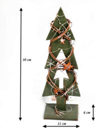 Shatchi 30Cm Green Tree Wooden Led Tree Tabletop Centrepiece Christmas Holiday Home Decoration With 20 Warm White Leds Green Tree - thumbnail 7