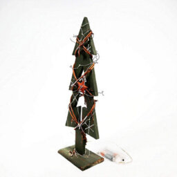 Shatchi 30Cm Green Tree Wooden Led Tree Tabletop Centrepiece Christmas Holiday Home Decoration With 20 Warm White Leds Green Tree - thumbnail 3