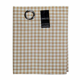 Homescapes Beige Cotton Gingham Eyelet Curtains 137 X 182 Cm - thumbnail 4