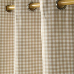 Homescapes Beige Cotton Gingham Eyelet Curtains 137 X 182 Cm - thumbnail 3