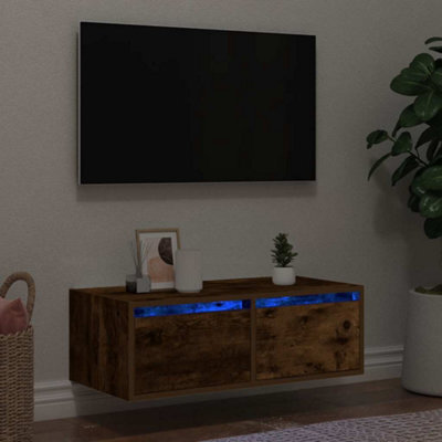 Berkfield Tv Cabinet With Led Lights Smoked Oak 75X35.5X25 Cm - image 1