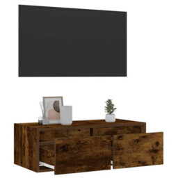 Berkfield Tv Cabinet With Led Lights Smoked Oak 75X35.5X25 Cm - thumbnail 5