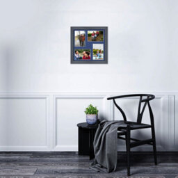 AK Frames 12X12 Dark Grey Classic Multi Photo Frame With Blue Mount - Holds 4 Apertures (4X) 6X4 Photos - thumbnail 3