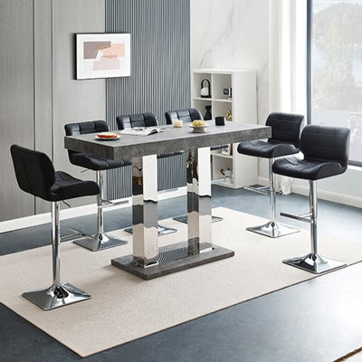 Furniture in Fashion Caprice Large Concrete Effect Bar Table 6 Candid Black Stools - image 1