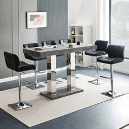 Furniture in Fashion Caprice Large Concrete Effect Bar Table 6 Candid Black Stools