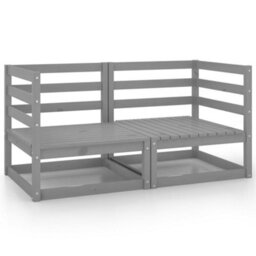 Walplus Garden Corner Sofas 2 Pcs Grey Solid Wood Pine