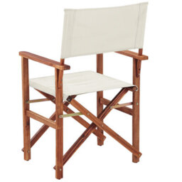 Beliani Garden Director Chair Set Of 2 - Dark Acacia Wood, Off-White And Leaves Covers - Folding Outdoor Chairs - thumbnail 8