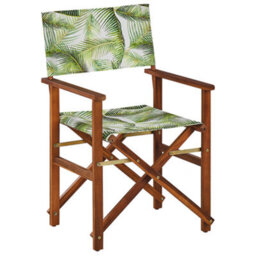 Beliani Garden Director Chair Set Of 2 - Dark Acacia Wood, Off-White And Leaves Covers - Folding Outdoor Chairs - thumbnail 5