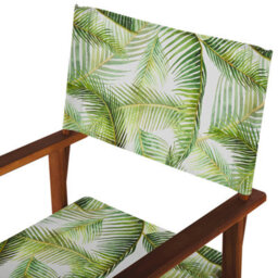 Beliani Garden Director Chair Set Of 2 - Dark Acacia Wood, Off-White And Leaves Covers - Folding Outdoor Chairs - thumbnail 6