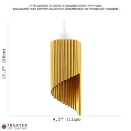 Happy Homewares Modern Designer Satin Gold Tubular Bells Styled Ceiling Pendant Light Shade - thumbnail 7