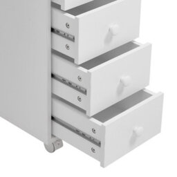 Thehotsale White Rolling Manicure Station Nail Table With Dust Collector With 8 Drawers, 119 W X 45 D X 79 H (Cm) - thumbnail 4