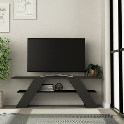 "Decortie Farfalla Modern Tv Unit Multimedia Centre Tvs Up To 48"" Anthracite Grey 120Cm" - image 1