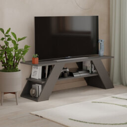 "Decortie Farfalla Modern Tv Unit Multimedia Centre Tvs Up To 48"" Anthracite Grey 120Cm" - thumbnail 5