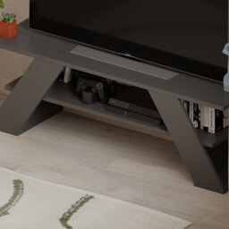 "Decortie Farfalla Modern Tv Unit Multimedia Centre Tvs Up To 48"" Anthracite Grey 120Cm" - thumbnail 6