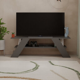 "Decortie Farfalla Modern Tv Unit Multimedia Centre Tvs Up To 48"" Anthracite Grey 120Cm" - thumbnail 4