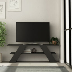"Decortie Farfalla Modern Tv Unit Multimedia Centre Tvs Up To 48"" Anthracite Grey 120Cm" - thumbnail 1