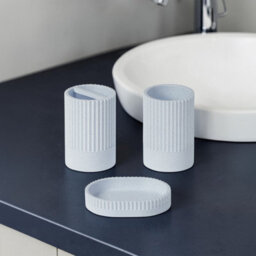 Showerdrape Tranquil Pale Blue Sparkle Bathroom Accessory Set -  - Soap Dish, Tumbler & Toothbrush Holder - thumbnail 1