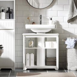 Sobuy Bzr108-Ii-W,under Sink Cabinet Vanity Unit Bathroom Storage Cabinet With 2 Doors Suitable For Pedestal Sinks - thumbnail 9