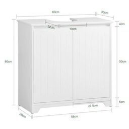 Sobuy Bzr108-Ii-W,under Sink Cabinet Vanity Unit Bathroom Storage Cabinet With 2 Doors Suitable For Pedestal Sinks - thumbnail 3