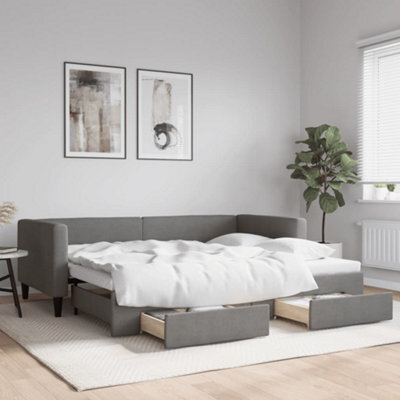 Berkfield Daybed With Trundle And Drawers Dark Grey 90X190 Cm Fabric - image 1