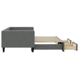 Berkfield Daybed With Trundle And Drawers Dark Grey 90X190 Cm Fabric - thumbnail 4