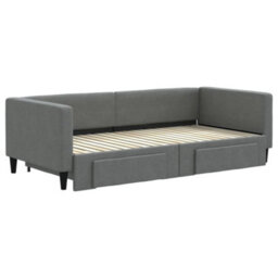 Berkfield Daybed With Trundle And Drawers Dark Grey 90X190 Cm Fabric - thumbnail 3