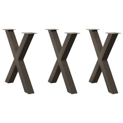 Berkfield Dining Table Legs X-Shaped 3 Pcs Natural Steel 70X(72-73) Cm Steel - image 1
