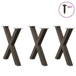 Berkfield Dining Table Legs X-Shaped 3 Pcs Natural Steel 70X(72-73) Cm Steel - thumbnail 3