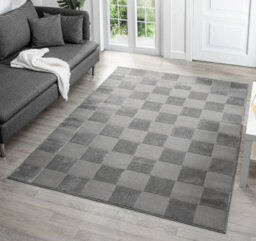 Vellure Modern Indoor Living Room Area Rug Embossed Metallic Sheen Grid Design Grey 200X290 Cm - thumbnail 1