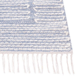 Wyld and Coco Runes Tribal Geometric Rug 140 X 200 Cm Off-White With Blue Accents And Tassels - thumbnail 6