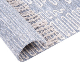 Wyld and Coco Runes Tribal Geometric Rug 140 X 200 Cm Off-White With Blue Accents And Tassels - thumbnail 7