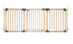 Safetots Wooden Multi Panel Room Divider, Up To 216Cm, Natural Wood, 76Cm Tall, Flexible Room Divider For Baby And Toddler