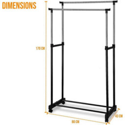 Double Clothes Rail Rack Garment Hanging Display Stand With Shelves - thumbnail 2