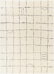 Livabliss Freud-Modern Ivory Black High Pile Living Dining Bedroom Rug 200 X 275 Cm Easy Care, Non Shedding
