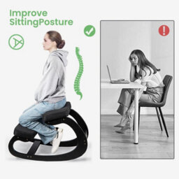 Black Ergonomic Kneeling Chair Comfortable Thick Cushion Relieving Back And Neck Pain - thumbnail 3
