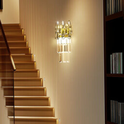 Vrygle 2-Lights Crystal Wall Sconces Lamp Gold Beside Adjustable Light Hallway Stairway, 1Pcs - thumbnail 7