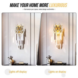 Vrygle 2-Lights Crystal Wall Sconces Lamp Gold Beside Adjustable Light Hallway Stairway, 1Pcs - thumbnail 4