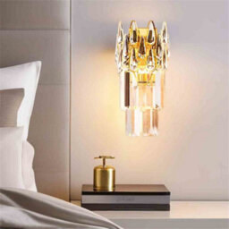 Vrygle 2-Lights Crystal Wall Sconces Lamp Gold Beside Adjustable Light Hallway Stairway, 1Pcs - thumbnail 1
